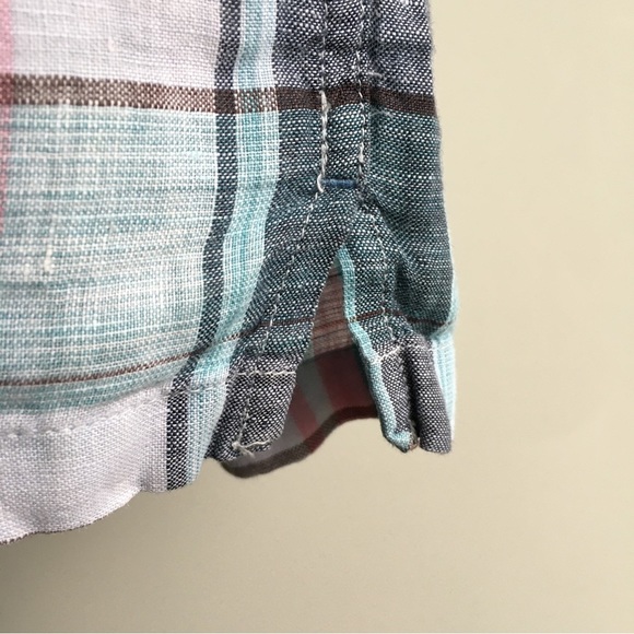 Tommy Bahama M pure linen plaid buttoned shirt collar pocket lightweight buttons - Picture 5 of 10